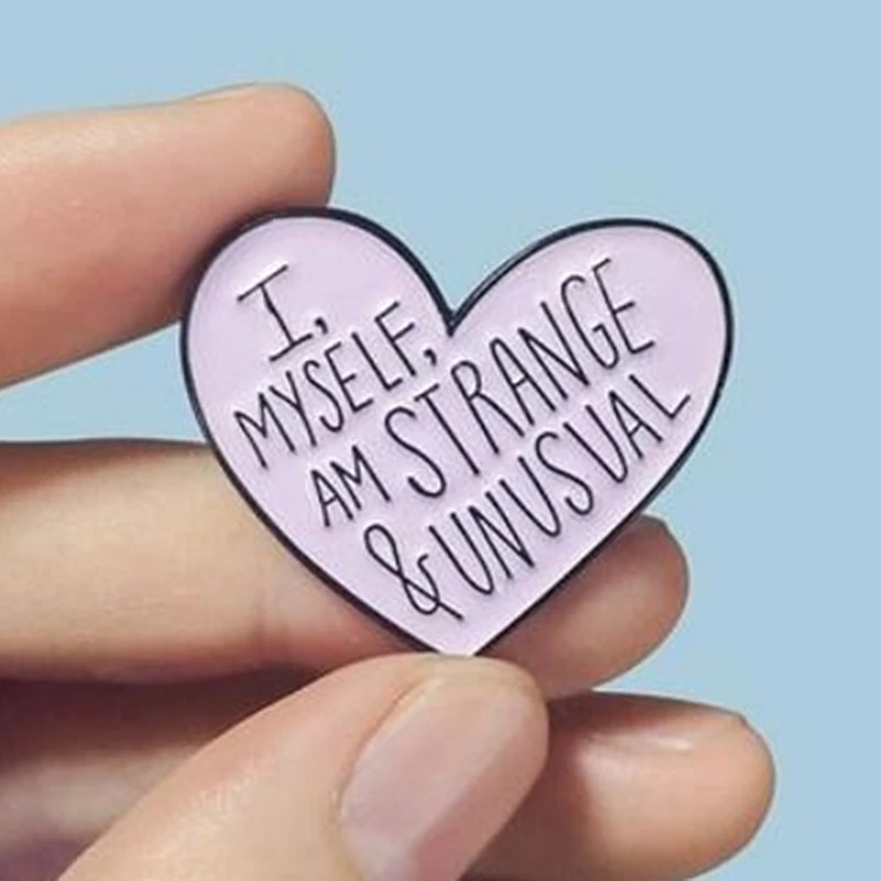 Брошь в виде РОЗОВОГО СЕРДЦА Я сам странный и необычный эмалированные