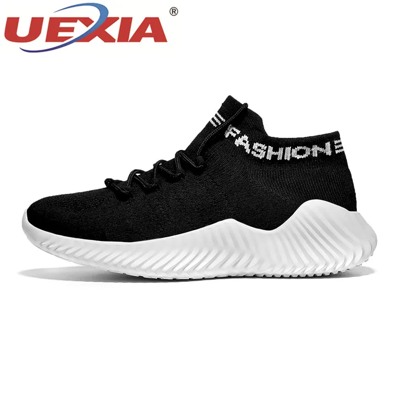 black white 005 UEXIA/кроссовки; Повседневная обувь; Мужская прогулочная Обувь На Шнуровке; сезон весна-осень; модная дышащая удобная мужская обувь; zapatos hombre - Цвет: black white 005