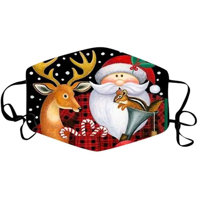 

Christmas Masks Adult Santa Claus Printing Washable Face Masks Adjustable Protection Mask navidad Earloop Bandage Masques NEW