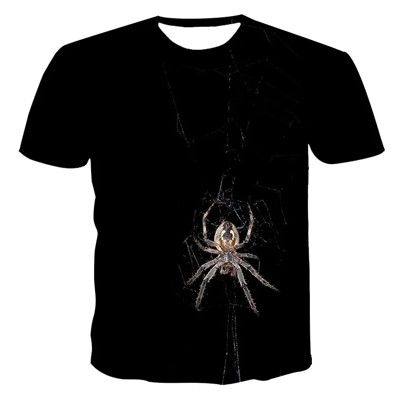 

2021 summer new 3D T-shirt casual short-sleeved O-neck top fashion Harajuku spider animal pattern clothing plus size top