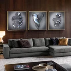 Металлическая фигурка, статуя, искусство, холст, живопись, романтические абстрактные постеры и принты, настенные картины, Современная гостиная, украшение для дома