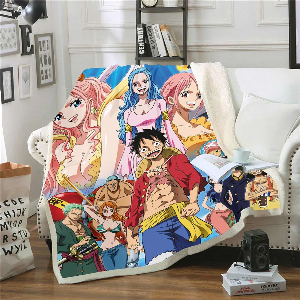 

Anime One piece 3D Printed Plush Fleece Blanket Adult Fashion Quilts Home Office Washable Duvet Kids Sherpa Blanket style-1
