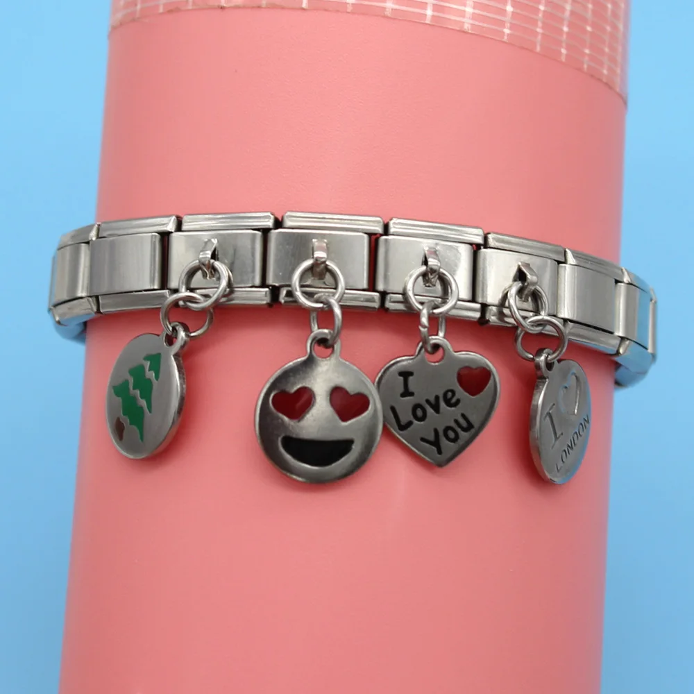Hapiship 2018 9mm Width Original Daisy Round Smiling Face Love High-end Charm Fit Bracelet Stainless Steel Jewelry Making DJ66 | Украшения
