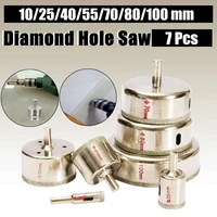 7pcs silver 10 100mm diamond hole saw drill bit set tile ceramic glass porcelain marble hole saw cutter easy to operate