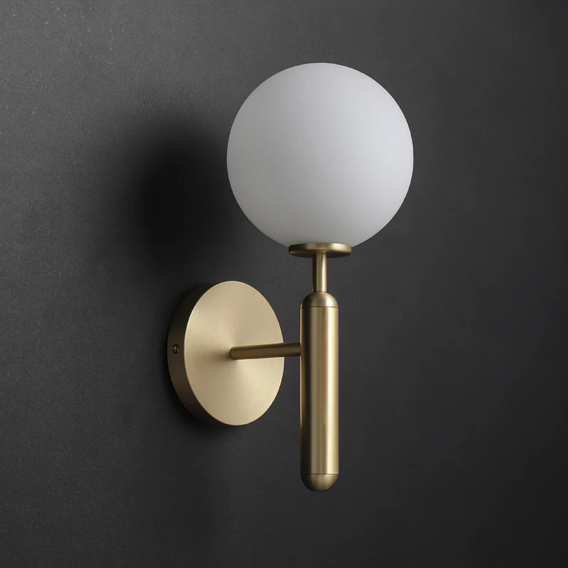 

All copper post-modern living room wall light corridor bedside Nordic personality glass wall lamp