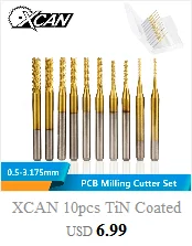 XCAN 10 шт. 1,5 мм титановое покрытие Карбид PCB фрезерный станок с ЧПУ фрезы концевые фрезы для печатной платы