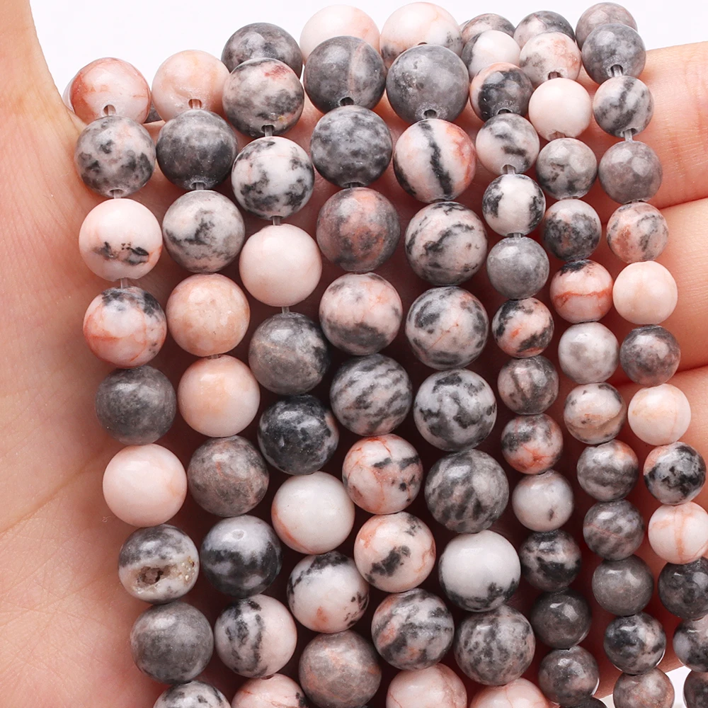 

Pink Zebra Jasper Natural Round Loose Stone Beads Bulk for Jewelry Making Supplies 6/8/10mm Gem Spacer DIY Bracelet Necklace