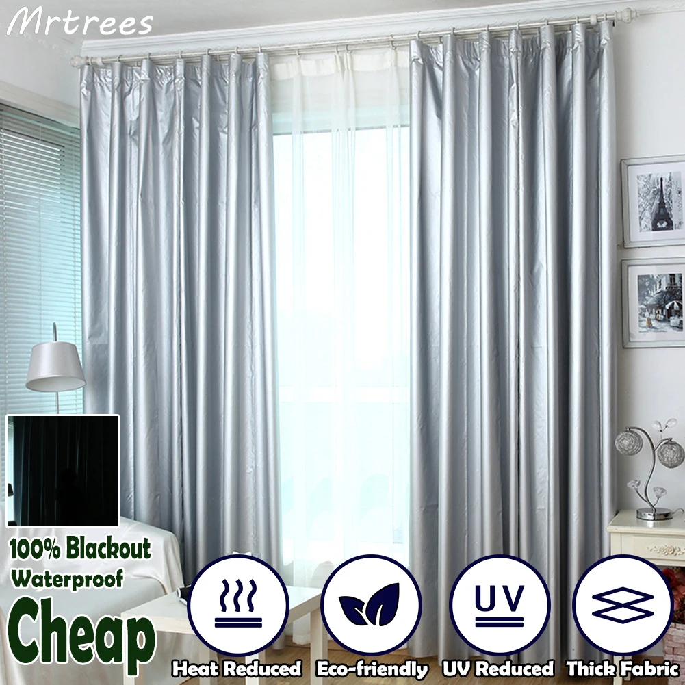 MRTREES Industrial 100% Blackout Curtains for Living Room Thickened Solid Curtains for Bedroom With Hooks Sound Heat Reduced