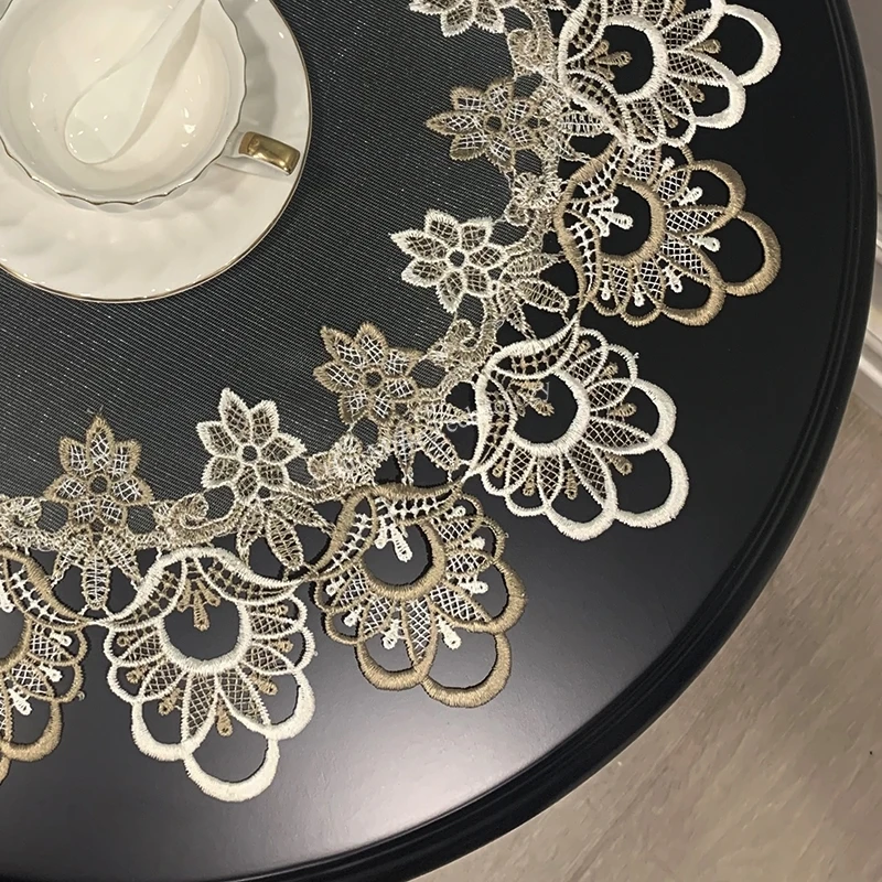 

Embroidered Warm large round tablecloth table cloth American art lace double yarn Transparent cover disc table mat cover HM98