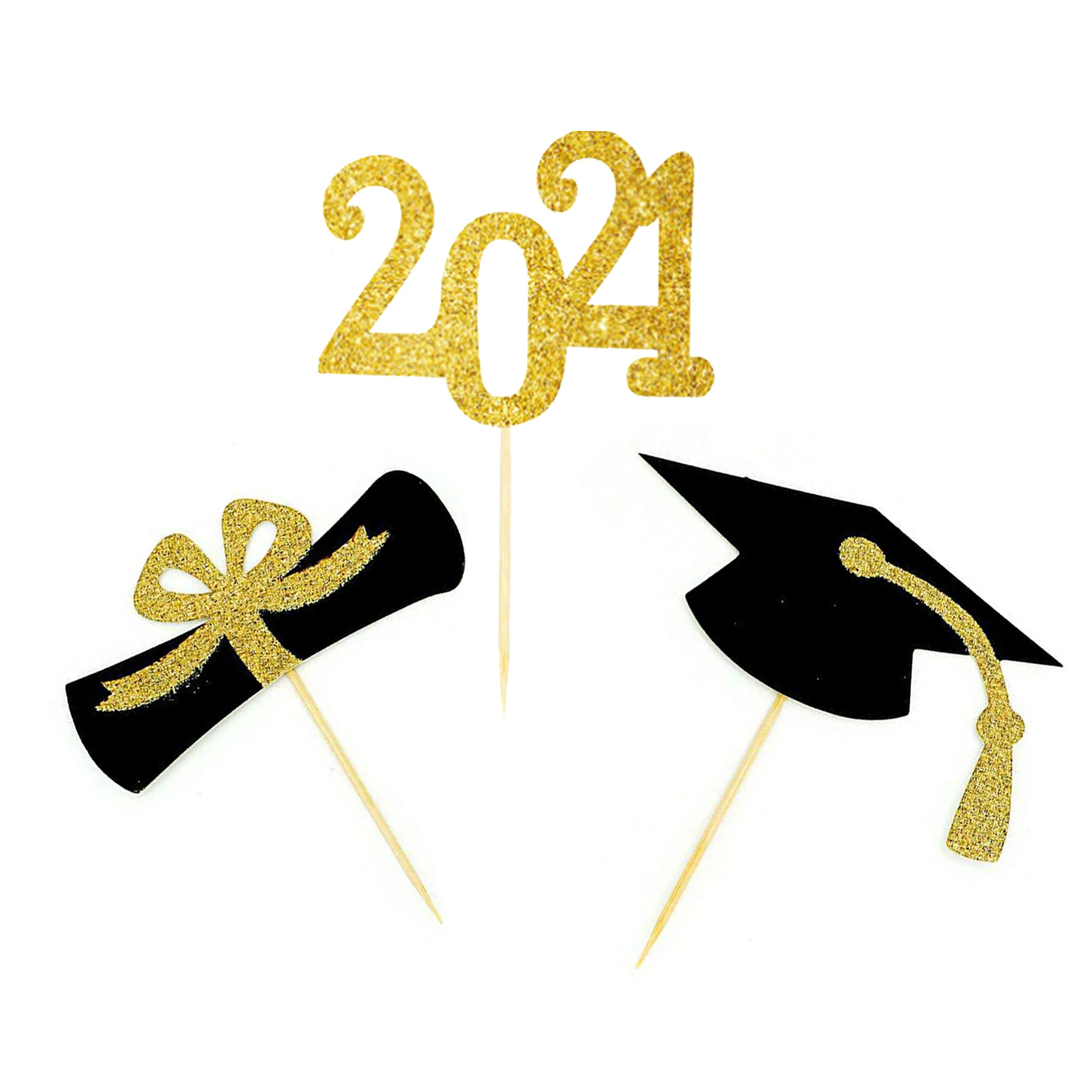 

48Pcs Picks Decorative Cupcake Toppers Cake Picks Cake Paper Toppers for Graduation Ceremony Party Toothpicks