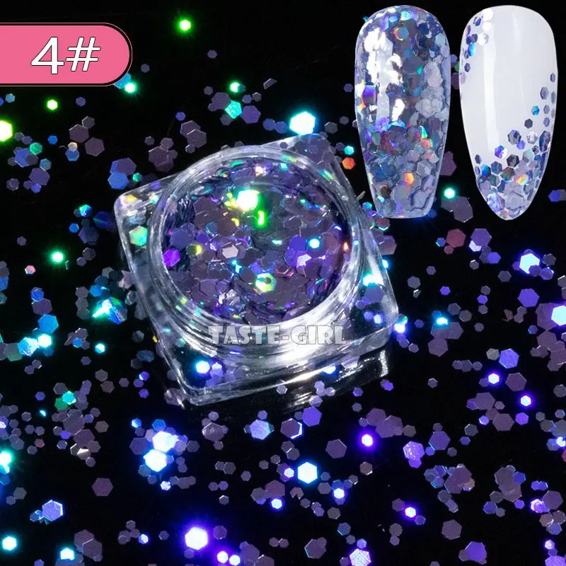 XH04 1 баночка Super Starr смешанные размеры шестигранный лак для ногтей голографическая блестки Arylic Блестки для ногтей наклейки Советы из серии «сделай сам» XH - Цвет: XH04