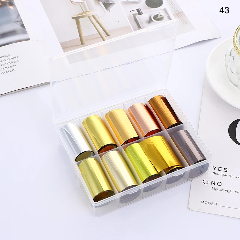 

WH Nail Art Rose Gold Nail Foils Sticker Sparkly Sky DIY Tips Decoration Plates Decoration Accessories Tool Sliders For Nails