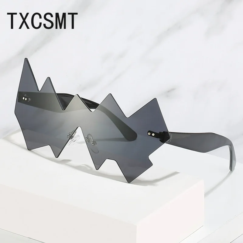 

Солнцезащитные очки в форме волны для мужчин и женщин, модные смешные, для вечеринок, цельные, оверсайз, без оправы