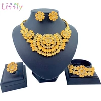 hot new luxury dubai gold jewelry sets for women big chunky costume necklace women bridal jewellery set mothers gifts