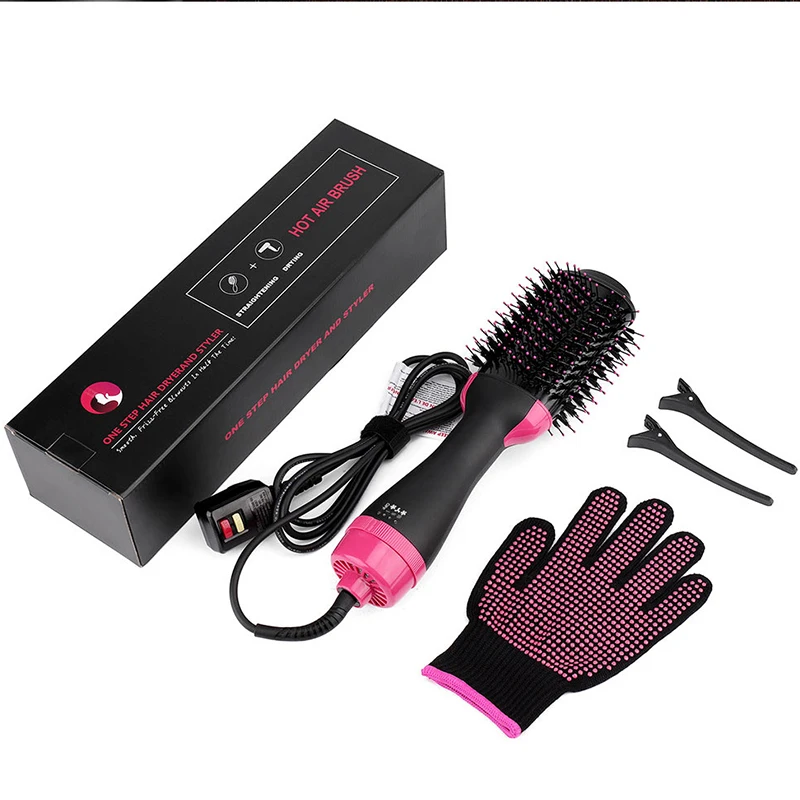 

Hot Air Brush Multi-Function Hair Dryer Straightener Curler Comb One Step Professional Salon Hair Styler and Volumizer Ion Blow