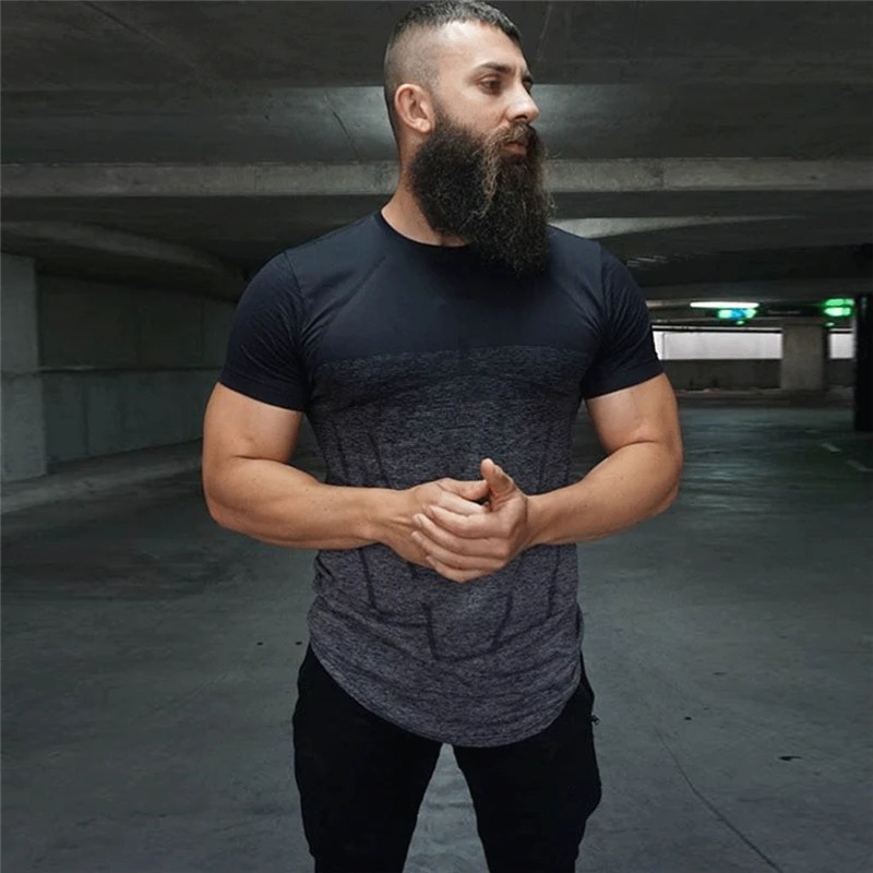 2020 мужская летняя футболка с коротким рукавом для тренажерных залов фитнеса