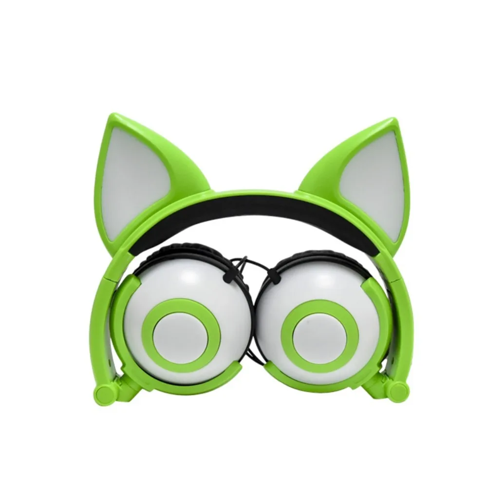 Cartoon cute cat fox ear glowing child's Foldable Flashing Glowing Gaming Headset Earphone | Электроника