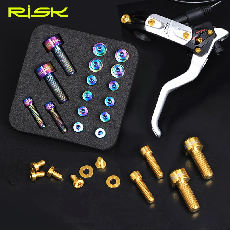 

RISK Titanium Alloy MTB Road Bicycle Brakes Lever Fixed FS Ajust Oil Cylinder Fixed Bolts Sets 20pcs XT775