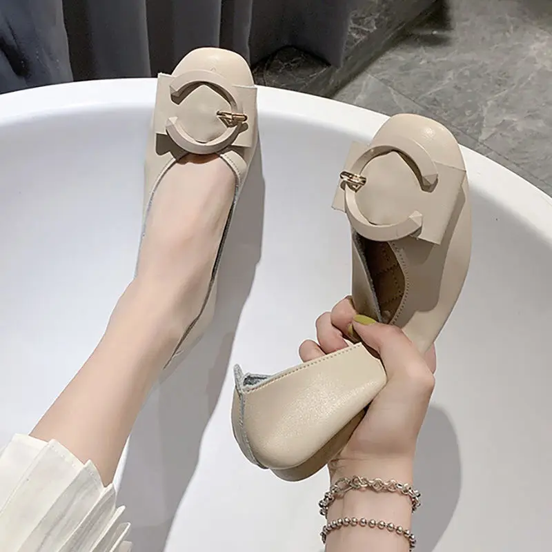 

Летние женские туфли с квадратным носком и плоской подошвой, обувь для беременных женщин, Нескользящие лоферы с мягкой подошвой