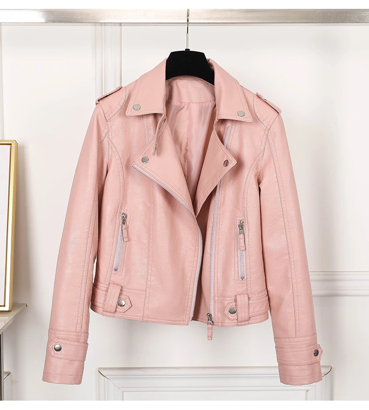 Fashion Slim Women Faux Leather Jacket Casual Biker Motorcycle Jacket Punk Streetwear Spring Autumn Coat Casaco Feminino Jaqueta