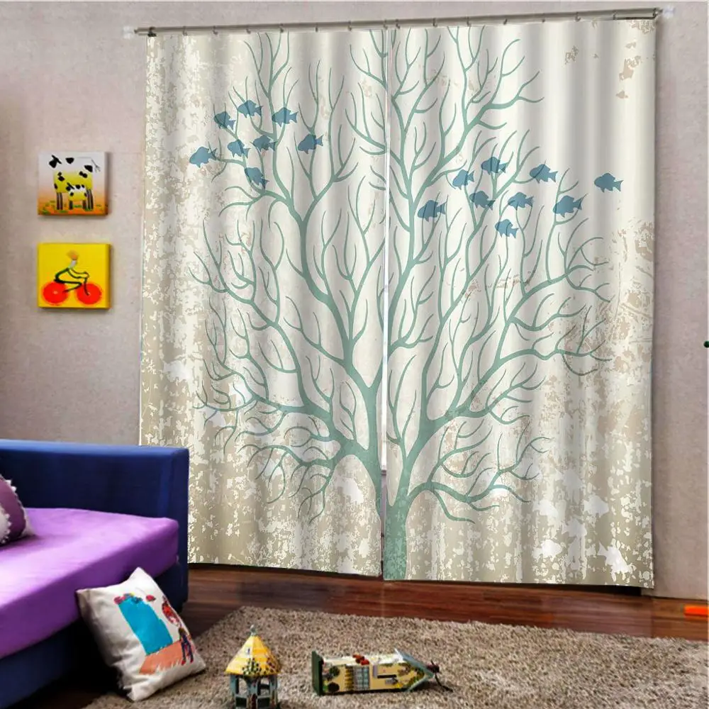 

Photo 3D Curtains for Living Room Window Abstract tree curtains Decoration curtains
