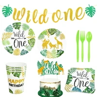 wild one birthday party balloons jungle party forest tableware decoration kids first 1st birthday safari jungle party supplies