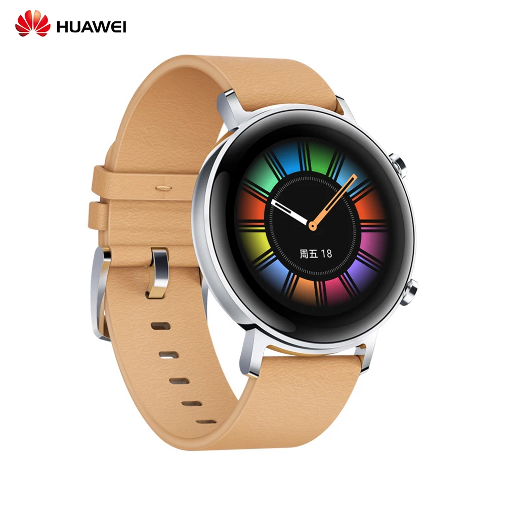 42mm Apricot HUAWEI WATCH GT 2 спортивные умные часы 14 дней в режиме ожидания сна монитор сердечного ритма gps фитнес трекер активности Смарт-часы для мужчин и женщин - Color: 42mm Apricot