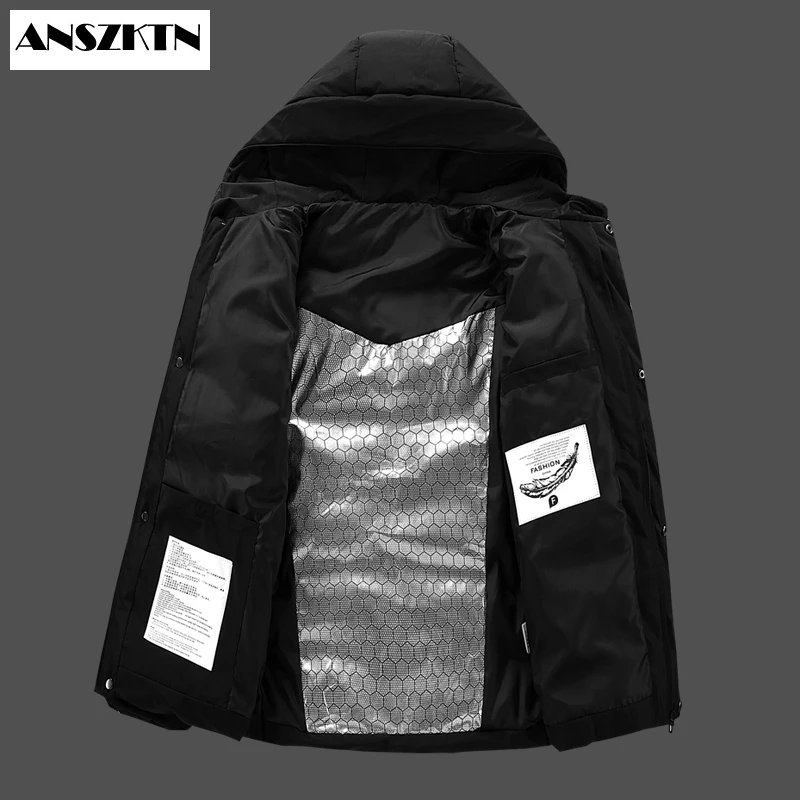 

Heated Jackets Outdoor ANSZKTN Mens Coat USB Electric Battery Long Sleeves Heating Hooded Jackets Warm Winter Thermal Clothing