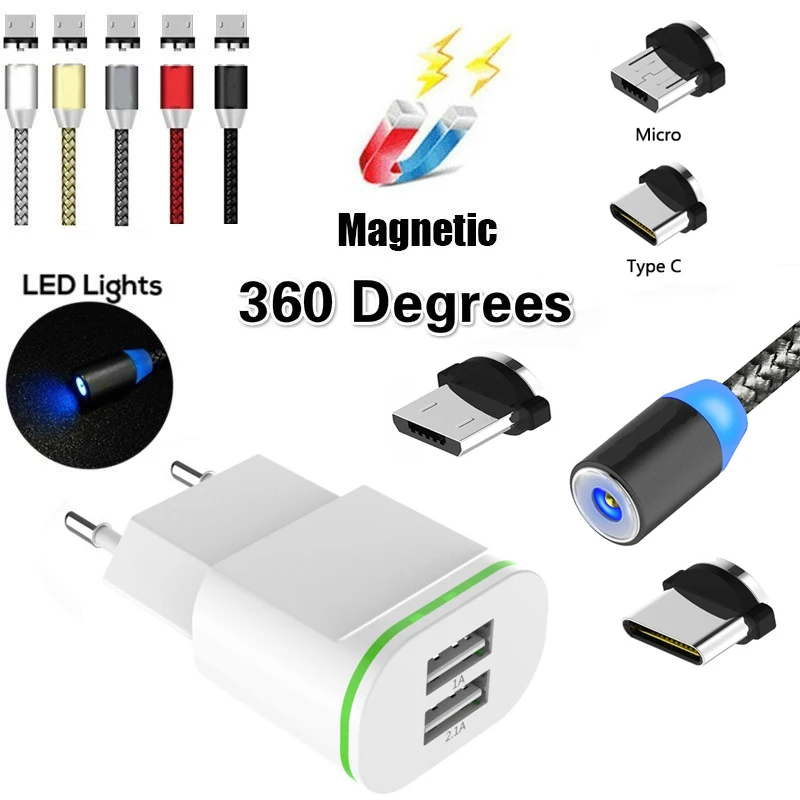 Магнитный зарядный кабель типа C Micro USB для Huawei Honor 6 6A 6X 7A 7C 7S 8A 8C 8E P Smart Z устройство