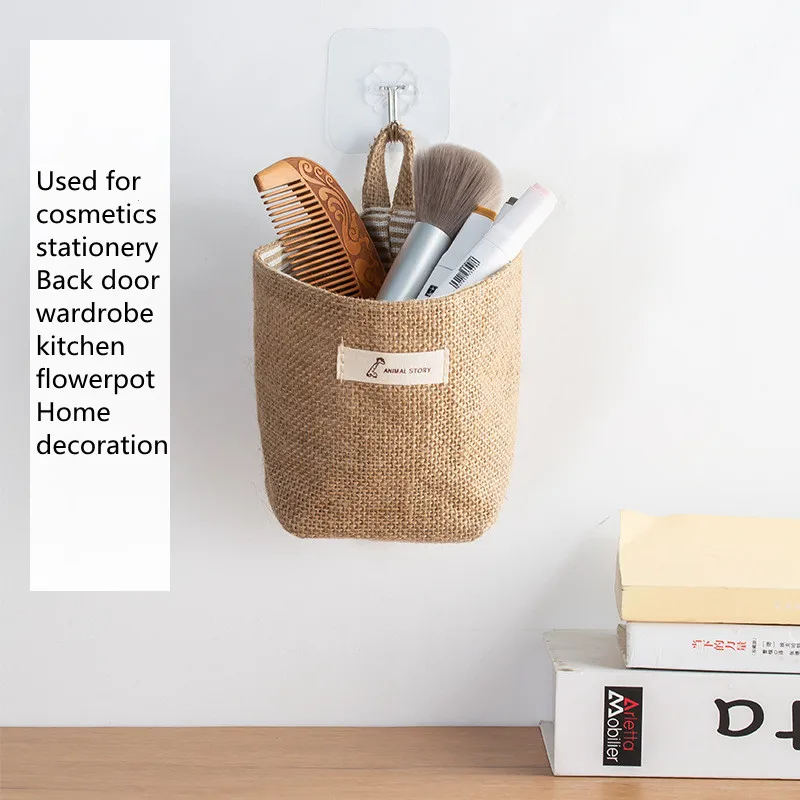 Сумка для хранения на стену за дверью органайзер льняной карман используется