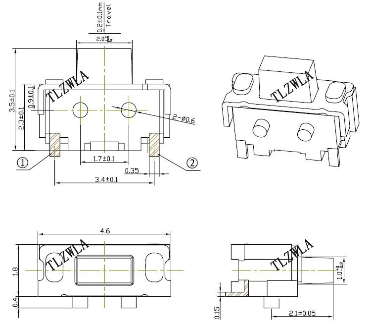 1000 шт. 2x4x3 5 мм 2*4*3 сенсорный переключатель SMD MP3 MP4 MP5 планшетный ПК питания