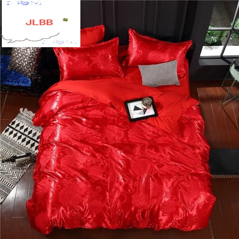 

2020 Noble satin silk 4 Pcs bedding set,Home Textile King size bed set,bedclothes,duvet cover flat sheet pillowcases Wholesale