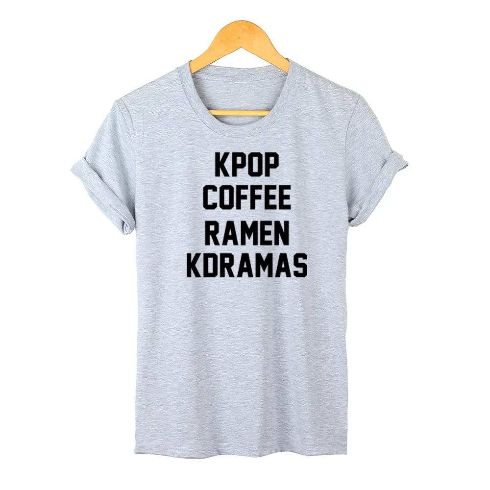 

Kpop Coffee Ramen Kdramas Printed T-shirt All-match Bottoming Cotton Short-Sleeved Cross-Border Women Men Unisex Tshirts