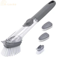 2 in 1 multifunction automatic liquid filling cleaning brush long handled non slip removal stain kitchen bathroom cleaning tool