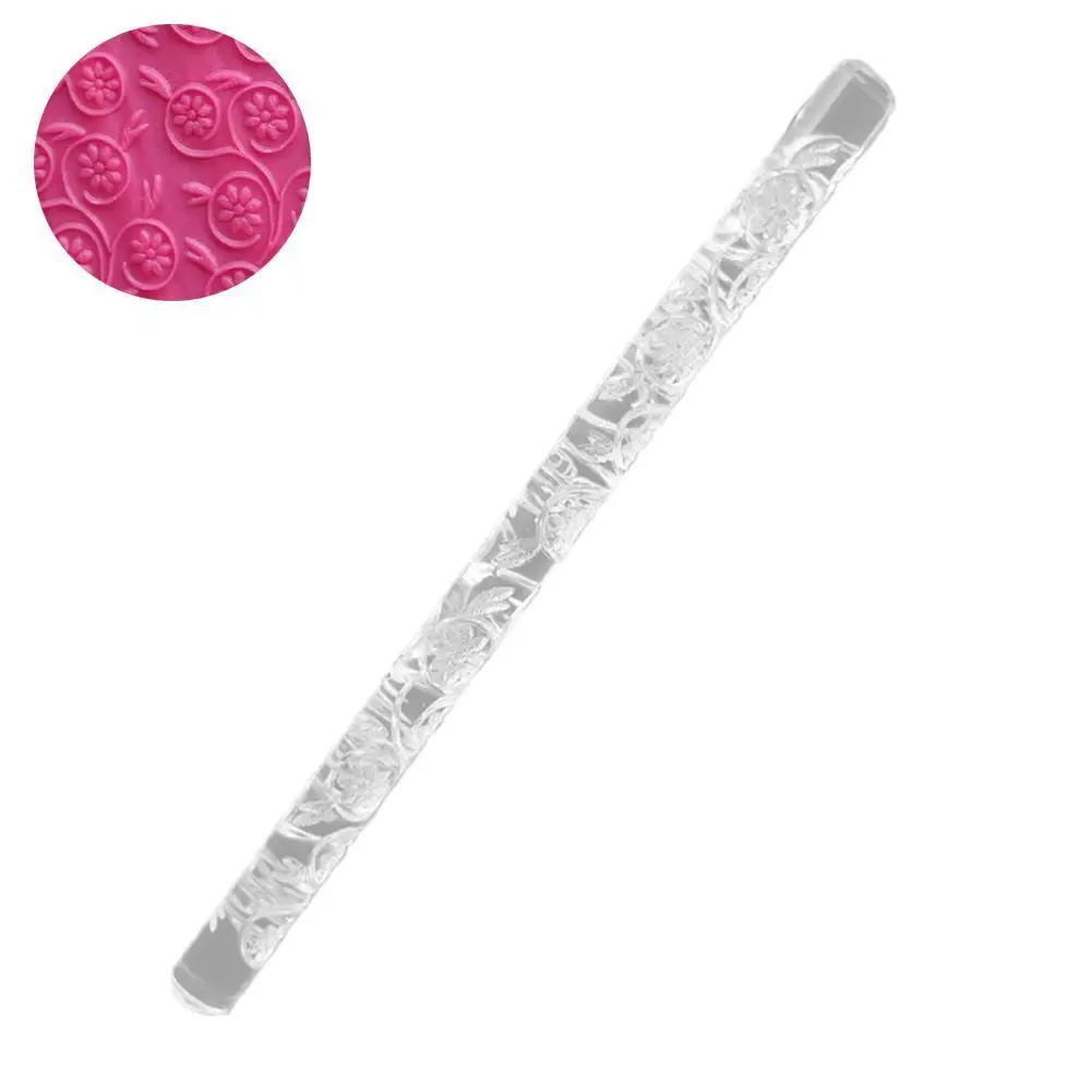 

1PC Acrylic Rolling Pin Designed Fondant Cake Impression Rolling Pin Pastry Roller Kitchen Accessories Embossing Baking Tools