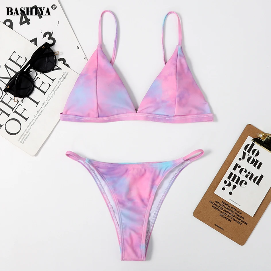 

Sexy Bikini Micro Women`s Swimsuit 2021 Tie Dye Mini Thong Bikinis Set Brazilian Swimming for Women Swimwear Female Bathing Suit