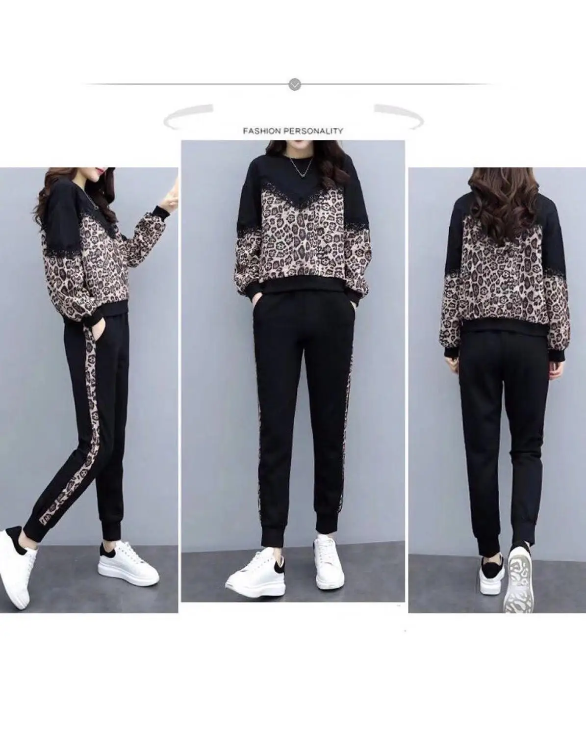 Новые осенние повседневные женские комплекты одежды большие размеры из двух