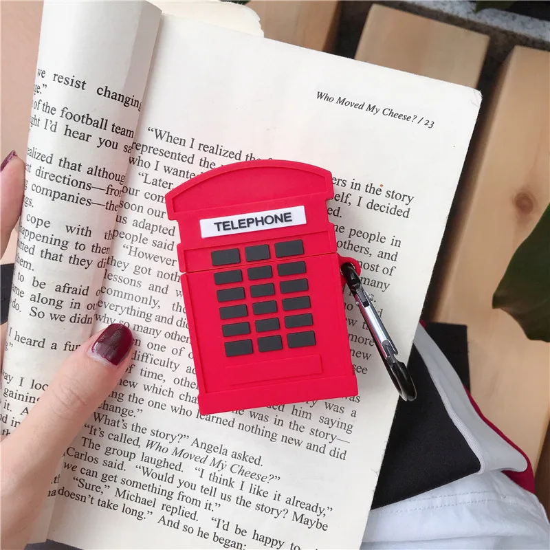 Feiseli милый красный телефонный стенд Postbox силиконовые Airpods 1 2 Наушники защитный