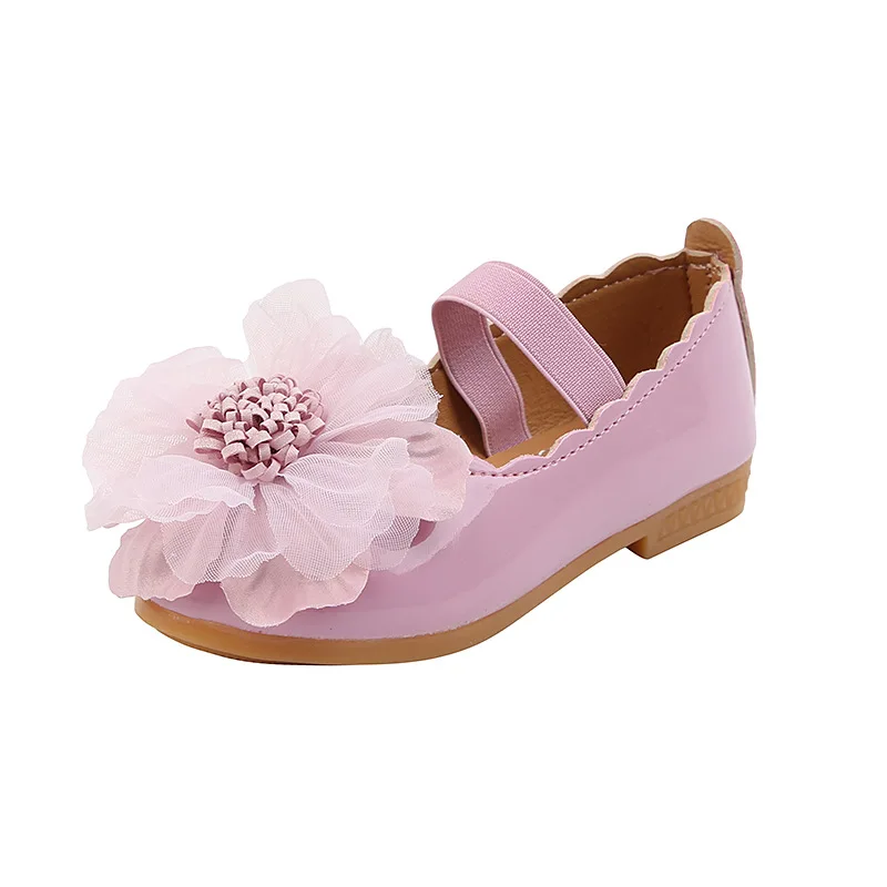 

Spring New Kids Shoes for Girl Flower Leather Shoes Solid Color Soft Bottom Baby Girl Shoes Children Princess Shoes SC202