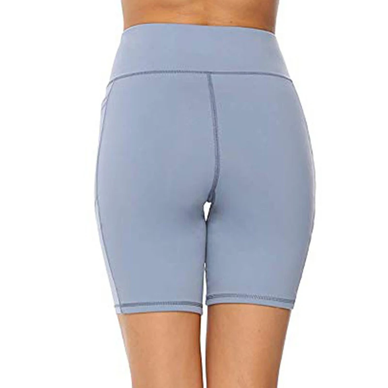 

Women's High Waist Pocket Short Leggings Training Short Abdomen Control Breathable Training Running Ladies Solid Pants