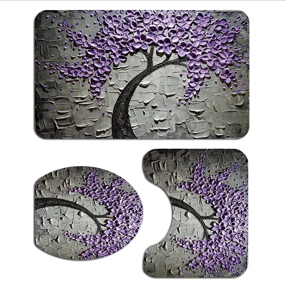 

4pcs/set Bathroom Carpet Rug Bath Mat Shower Curtain Set Toilet Rug Bath Mats Home Decor Shower Floor Foot Rug Bathroom Mats