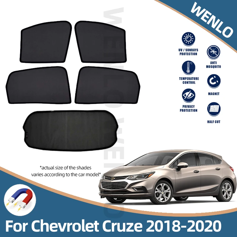 

Магнитный солнцезащитный козырек на окна автомобиля для Chevrolet Cruze хэтчбек J400 2018-2021, автомобильные сетчатые солнцезащитные козырьки, защитны...