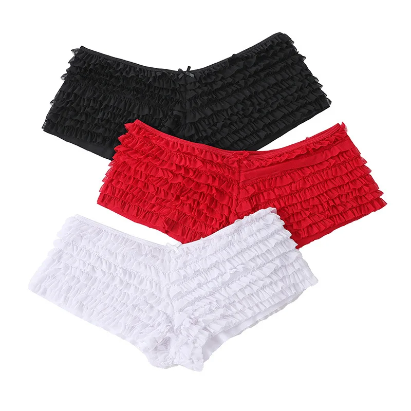 

Lace Knickers Women Ladies Lingerie Ruffled Sexy Panties Women's Underwear Layered Underpants Clubwear Intimate White Black Red