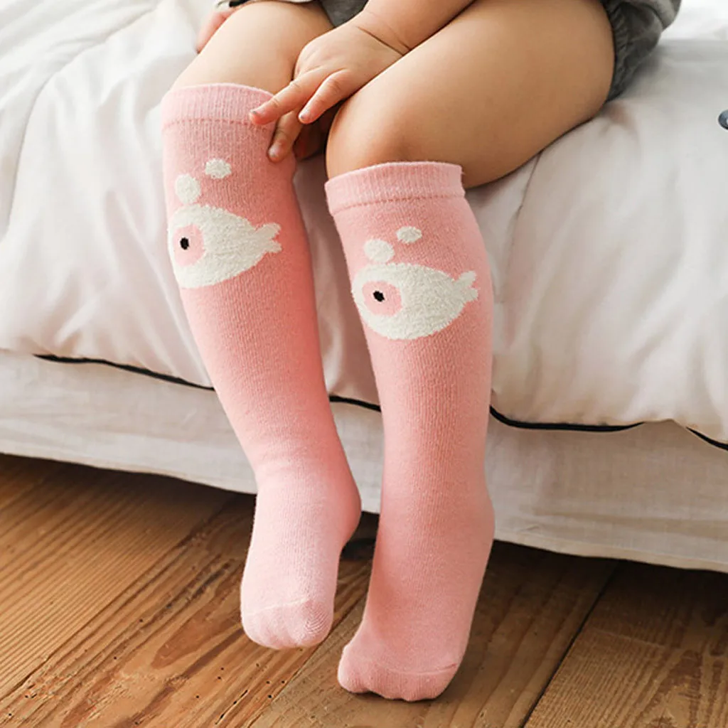 Летние детские носки принцессы противоскользящие чулки до колена с милыми