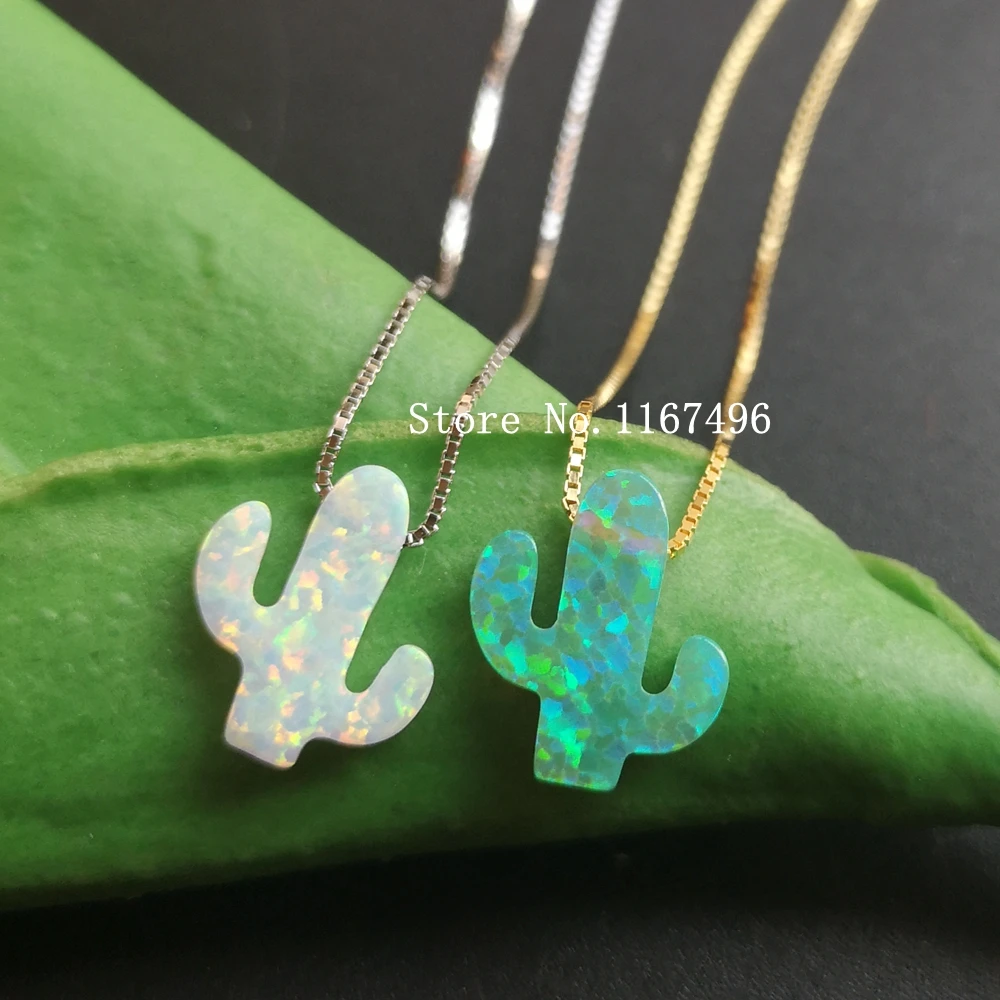 Акция! Женское серебряное ожерелье С КАКТУСОМ и опалом 11 х13 мм | Украшения