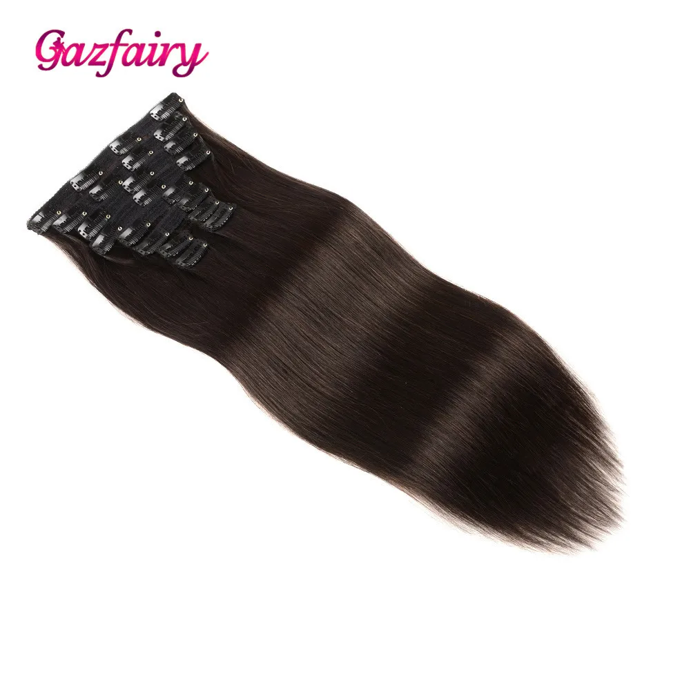 Gazfairy прямые Стиль реальные Волосы remy из двойной уточной нити для наращивания на