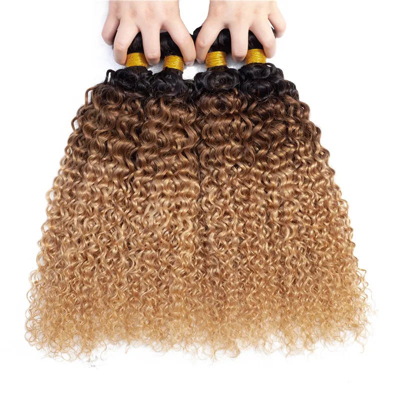 1/3/4 Bundles Curly Wave Human Hair Extensions Ombre Brazilian Human Hair Weave Bundles Blonde Brown Black Remy Fashion Hair
