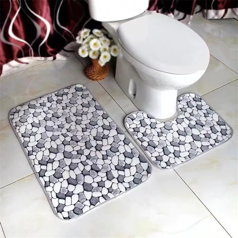 Bathroom Mats Anti Slip Mat Set Coral Fleece Floor Bath Washable Toilet Rugs Absorbing Carpet Accerssories | Дом и сад