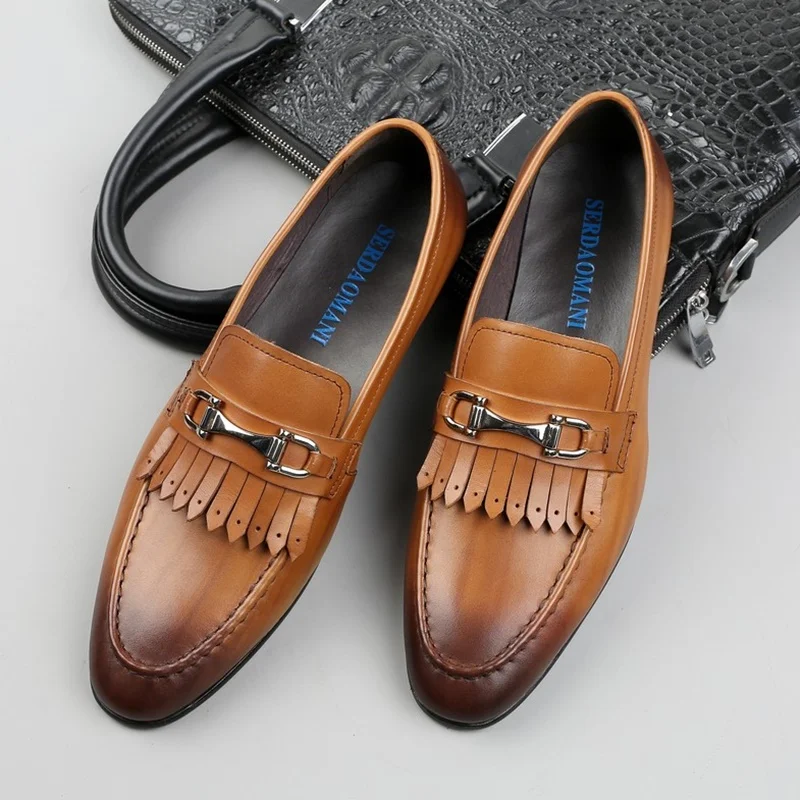 

Лоферы с кисточками C · G · N · P, мужские мягкие мокасины из натуральной кожи, роскошные классические туфли ручной работы без шнуровки, делова...