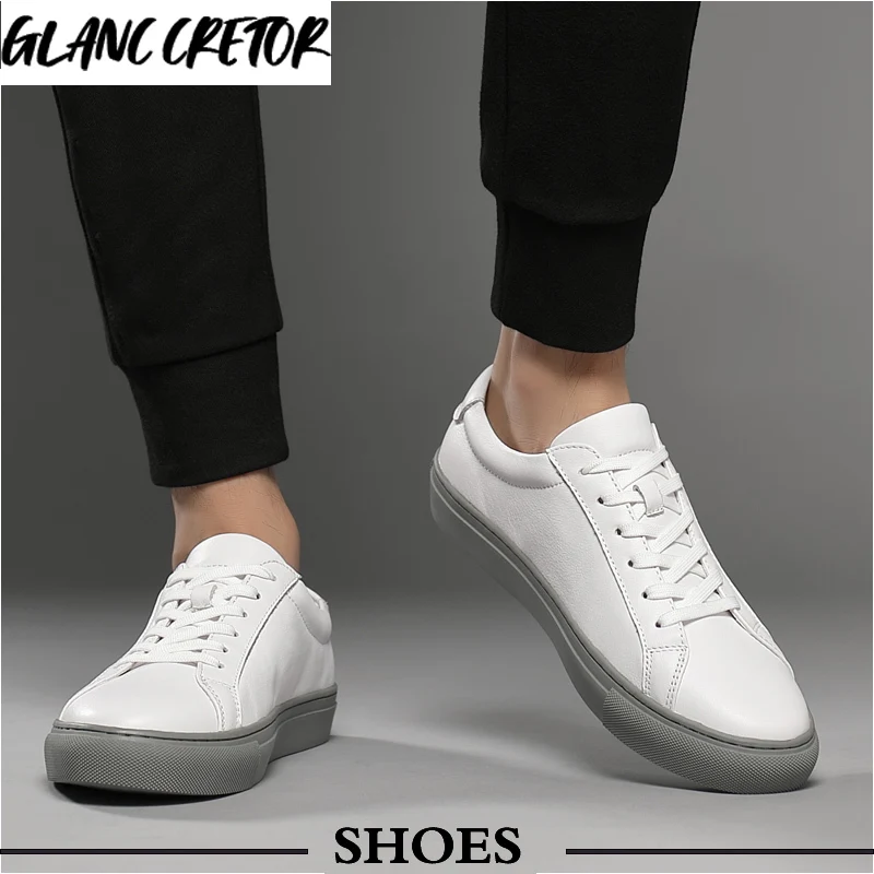 

2021 NEW White Fashion Men's leather Sneakers Breathable Casual Loafer Shoes Spring Mens black white Designer Men Loafers
